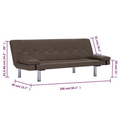 vidaXL Sofa-lova su dviem pagalvėm, rudos sp., dirbtinė oda