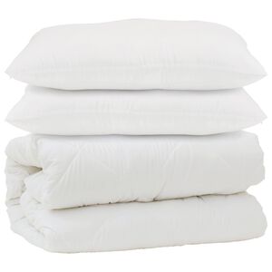 vidaXL Antklodė su pagalve 3 pcs Balta Mikropluo&scaron;tas