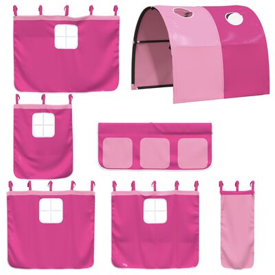vidaXL Aukšta vaikiška lova su tuneliu, rožinė, 90x200cm, pušis