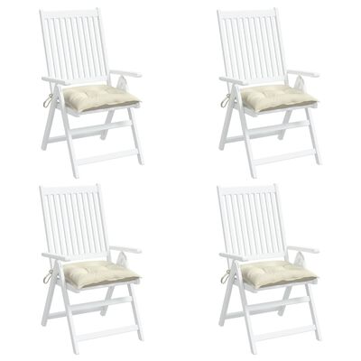 vidaXL Kėdės pagalvėlės, 4vnt., kreminės, 50x50x7cm, oksfordo audinys