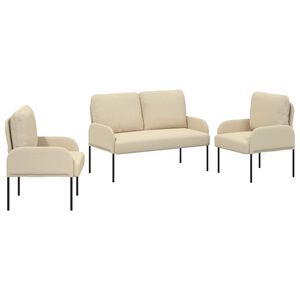 vidaXL Sofų komplektai 3 pcs Kreminė 115 x 56 x 80 cm fanera