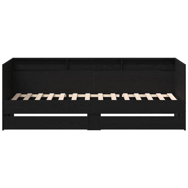 vidaXL Dienos lova Juodas ąžuolas 90 x 190 cm Apdirbta mediena