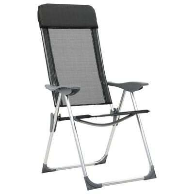 vidaXL Sulankstomos kempingo kėdės, 4 vnt., juodos, aliuminis