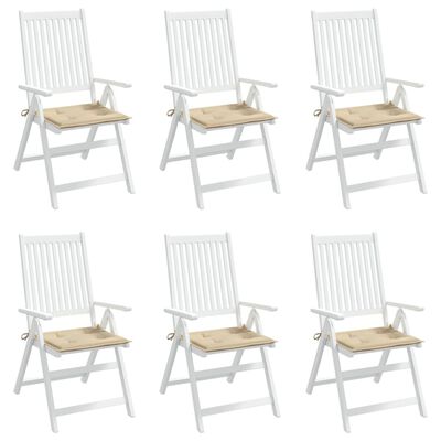 vidaXL Sodo kėdės pagalvėlės, 6vnt., smėlio, 50x50x3cm, audinys