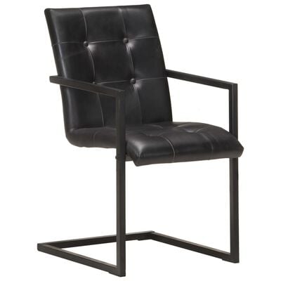 vidaXL Gembinės valgomojo kėdės, 6vnt., juodos spalvos, tikra oda