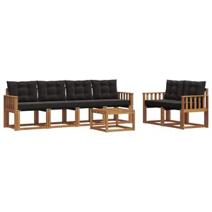 vidaXL Lauko sofos komplektas su pagalve 7 pcs Natūrali ir juoda