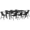 vidaXL Sodo valgomojo komplektas 9 pcs Juoda