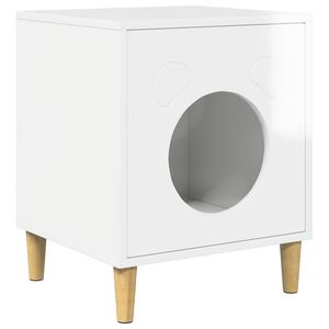 vidaXL Katės namelis Blizgus baltas 42,5 x 40 x 53 cm Apdirbta mediena