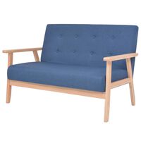 vidaXL Dvivietė sofa, mėlynos spalvos, audinys