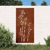 vidaXL Sodo sienos dekoracija, 105x55cm, corten plienas, bambukas