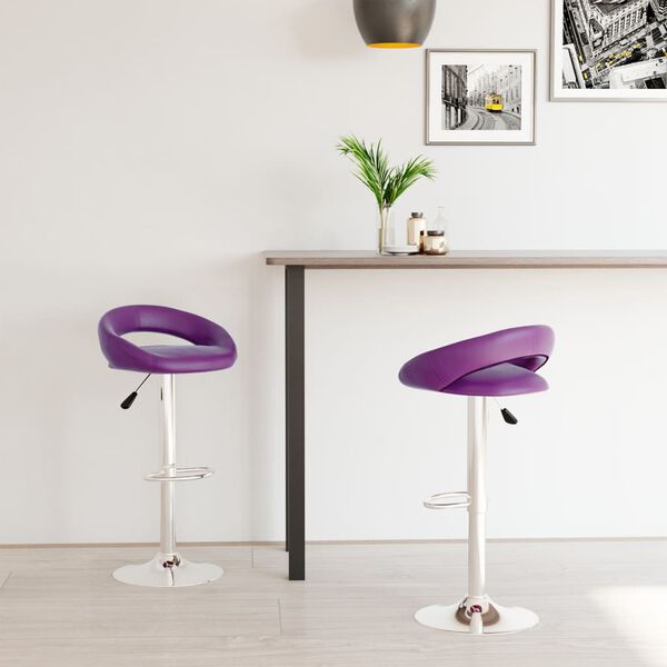 vidaXL Baro taburetės, 2vnt., violetinės spalvos, dirbtinė oda
