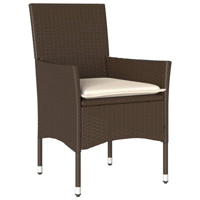 vidaXL Sodo kėdės su pagalvėlėmis, 2vnt., rudos spalvos, poliratanas