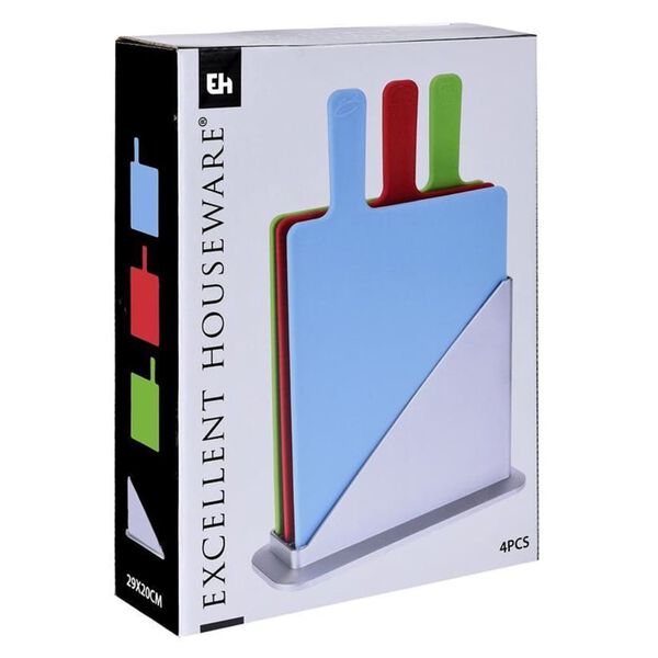 Excellent Houseware Pjaustymo lentelių rinkinys su laikikliu, 3vnt.