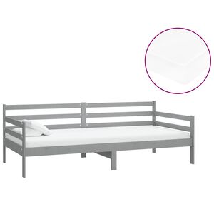 vidaXL Lova su čiužiniu, pilka, 90x200cm, pu&scaron;ies medienos masyvas