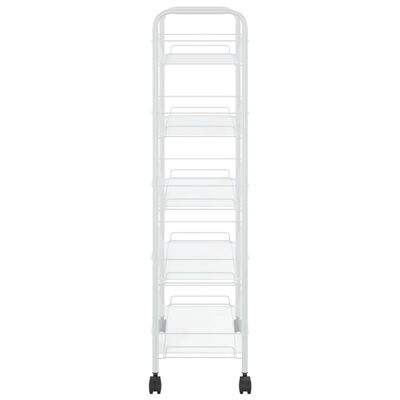 vidaXL Virtuvės vežimėlis, 5 aukštų, baltas, 46x26x105cm, geležis