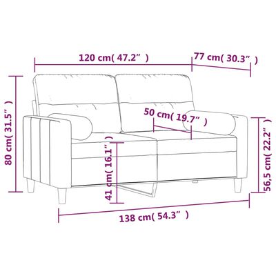 vidaXL Dvivietė sofa su pagalvėmis, tamsiai pilka, 120cm, audinys