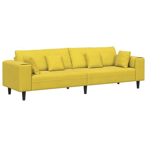 vidaXL Sofa su pagalve Geltona 250 x 77 x 76 cm Aksomas