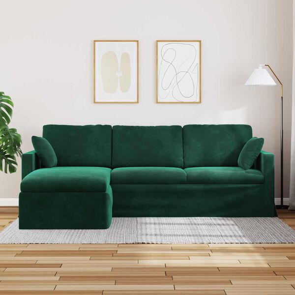vidaXL Sofa Tamsiai žalia Bendri matmenys: 228 x 134 cm (P X G x A)