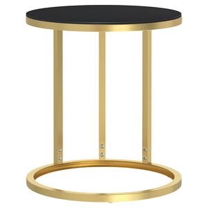 vidaXL &Scaron;oninis staliukas, auksinis/juodas, 45cm, grūdintas stiklas