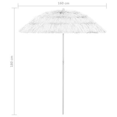 vidaXL Paplūdimio skėtis, baltos spalvos, 180cm, havajietiško dizaino