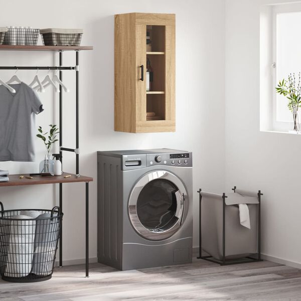 vidaXL Prie sienos montuojama spintelė, sonoma ąžuolo, 34,5x34x90cm