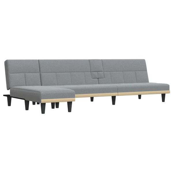 vidaXL L formos sofa-lova, &scaron;viesiai pilka, 255x140x70cm, audinys