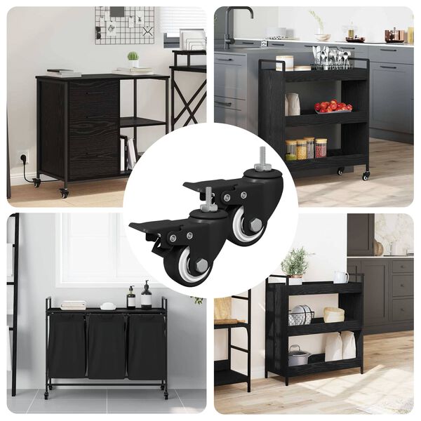 vidaXL Ratukai 2 pcs Juoda M6 x 1.5 mm Geležis ir nailonas