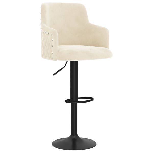 vidaXL Baro taburetės, 2vnt., kreminės spalvos, aksomas