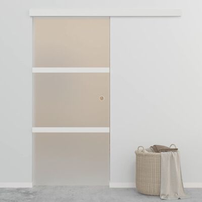 vidaXL Stumdomos durys, sidabrinės, 90x205cm, aliuminis ir ESG stiklas
