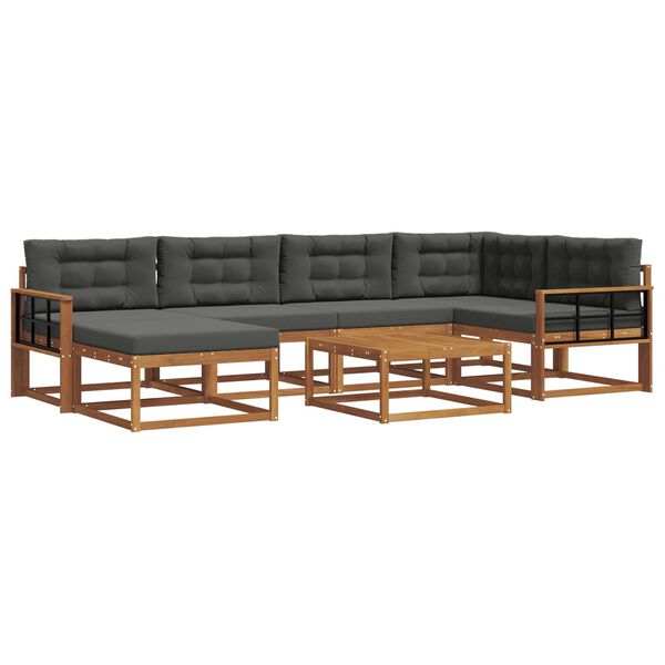 vidaXL Lauko sofos komplektas su pagalve 7 pcs Natūralus ir antracitas