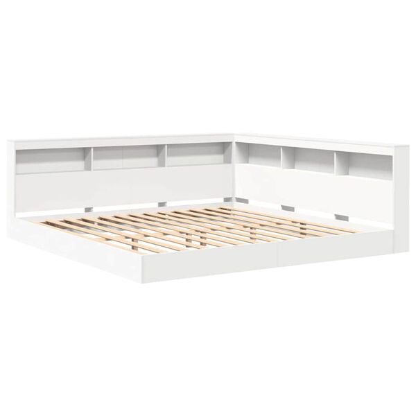 vidaXL Knygų spinta lova Balta 180 x 200 cm Apdirbta mediena