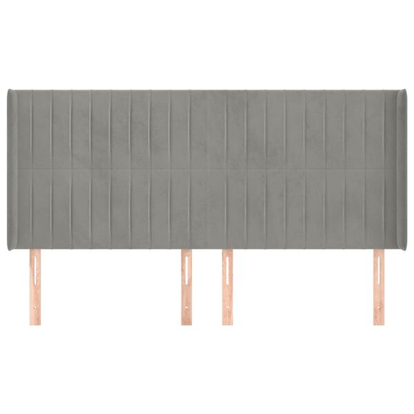 vidaXL Galvūgalis su auselėmis, pilkas, 163x16x118/128 cm, aksomas