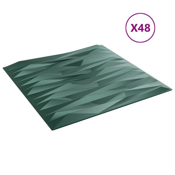 vidaXL Sienų plok&scaron;tės 48 pcs Stone Žalias 50 x 50 cm XPS Putplastis