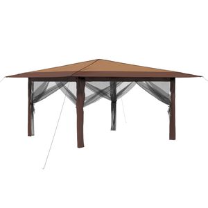 vidaXL Gazebo su 4 &scaron;oninėmis sienomis 4 x 4 m Bežinis ir Rudas