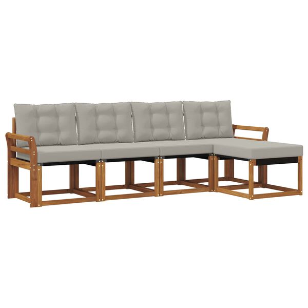 vidaXL Lauko sofos komplektas 5 pcs Natūrali ir &scaron;viesiai pilka