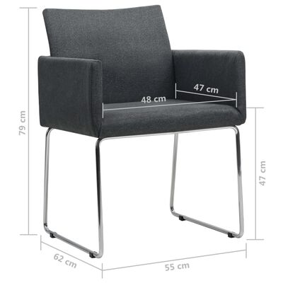 vidaXL Valgomojo kėdės, 2vnt., tamsiai pilkos, audinys