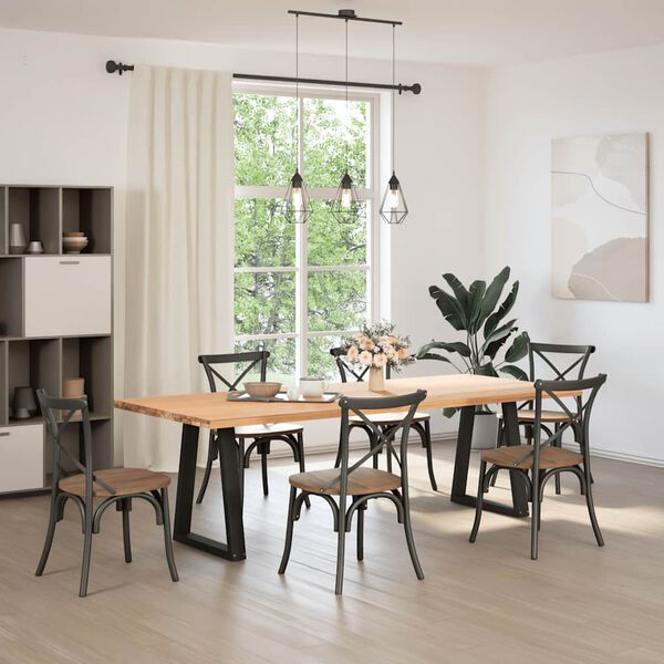 vidaXL Valgomojo stalo kojelės, V formos, 2 vnt., juodos, 50x(72-73,3) cm, plienas