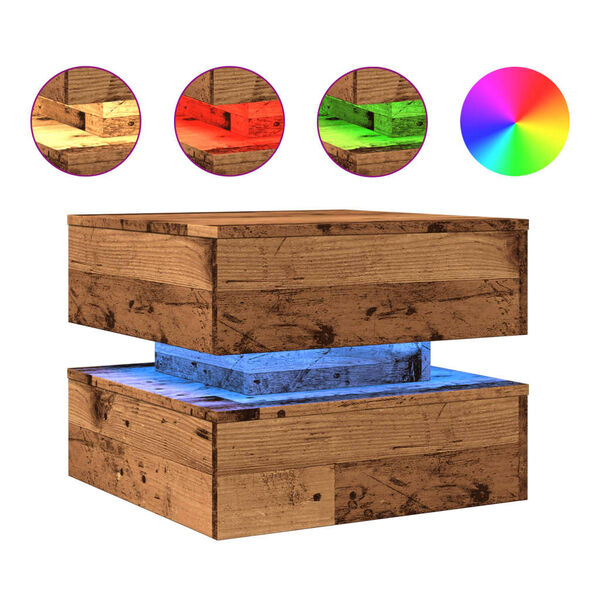 vidaXL Kavos staliukas su LED lemputėmis, medienos, 50x50x40cm