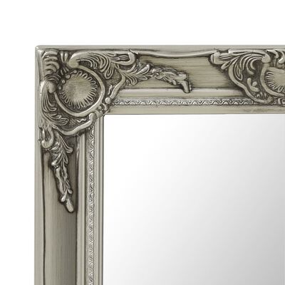 vidaXL Sieninis veidrodis, sidabrinis, 50x80cm, barokinis stilius
