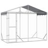 vidaXL Lauko voljeras &scaron;unims su stogu, sidabrinis, 3x1,5x2,5m, plienas