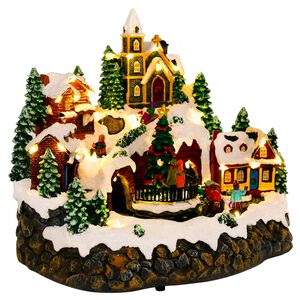 vidaXL Kalėdinis miestelis su traukiniu SALO 25,5 x 20 x 23 cm Derva