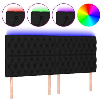 vidaXL Galvūgalis su LED, juodos spalvos, 180x7x118/128cm, audinys