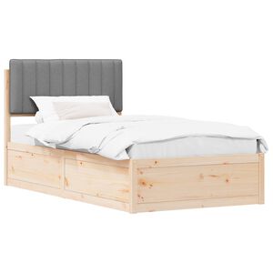 vidaXL Lovo rėmas su apmu&scaron;tu galvūgaliu &Scaron;viesiai pilka 100 x 200 cm