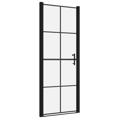 vidaXL Dušo durys, juodos spalvos, 91x195cm, grūdintas stiklas
