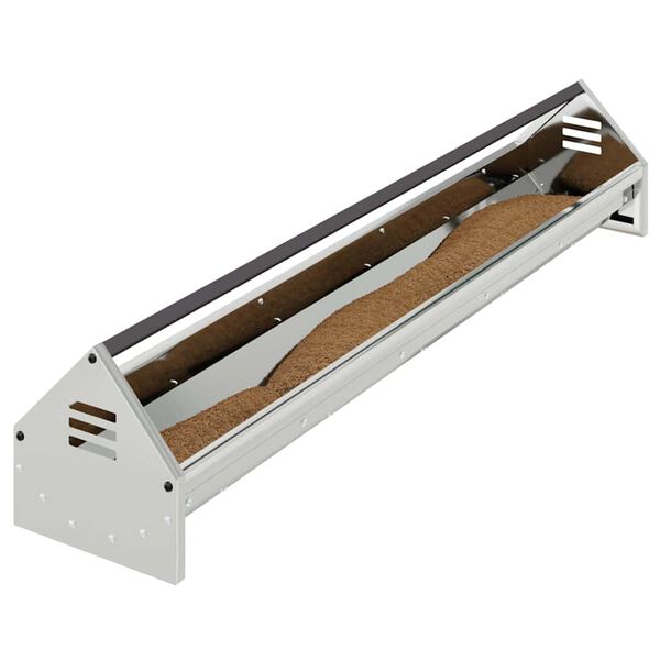 vidaXL Vištų šėrimo iškas Sidabro 108 x 20,5 x 20 cm Cinkuota plienas