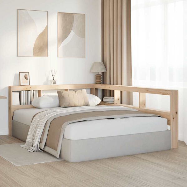 vidaXL knygų spinta L formos 140 cm pu&scaron;ies medienos masyvas