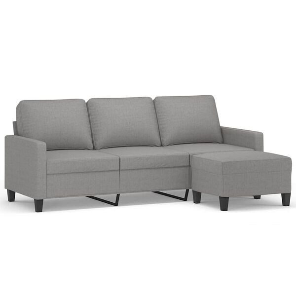 vidaXL Trivietė sofa su pakoja, &scaron;viesiai pilka, 180cm, audinys