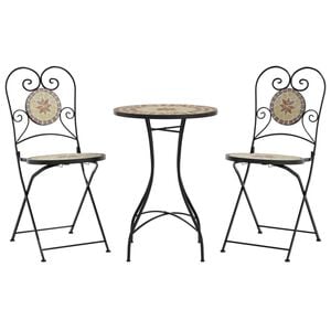 vidaXL Mozaikinis bistro komplektas, terakota/baltas, geležis/keramika