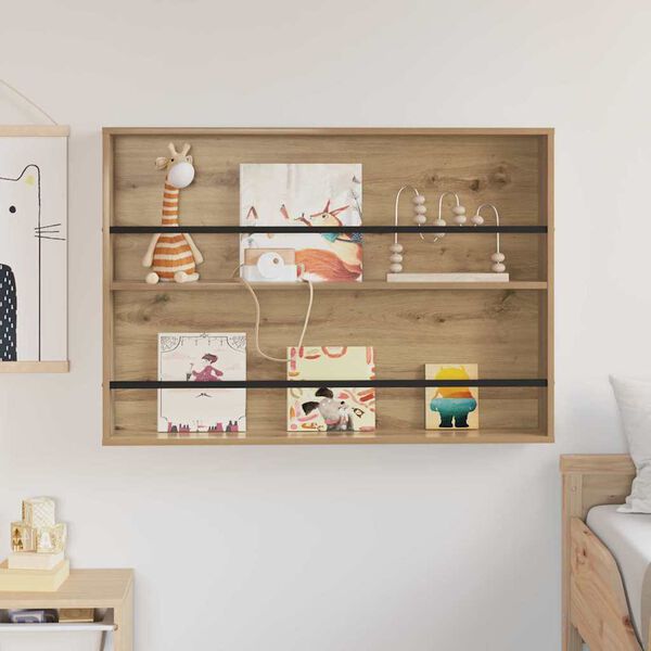 vidaXL Žurnalų stovas su lentyna Amatininkų ąžuolas 100 x 12 x 70 cm