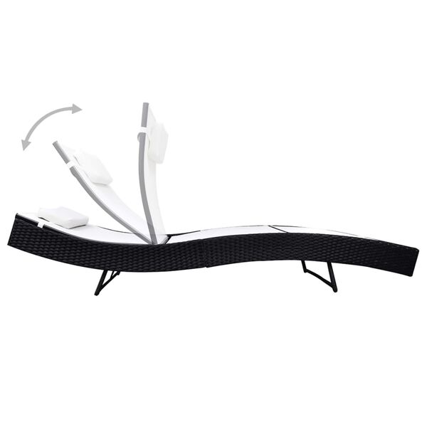 vidaXL Saulės gultas, poliratanas, juodas